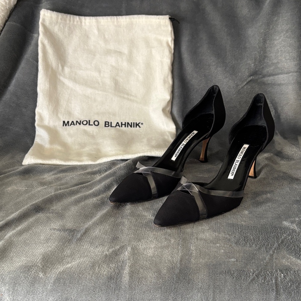 Manolo Blahnik Black Heels with Sheer Accents